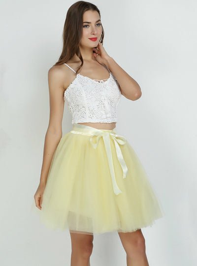 Womens 7 Layers Midi Tulle Skirt Fashion Tutu Skirts