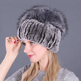 Rabbit Fur Hat Female Winter Rex Fur Winter