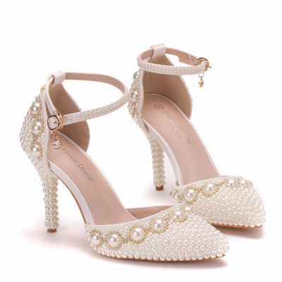 Beaded Bracelet Rhinestone Sandals Wedding Shoes