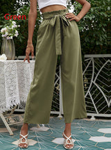 High Waist Lace-up Wide-leg Pants