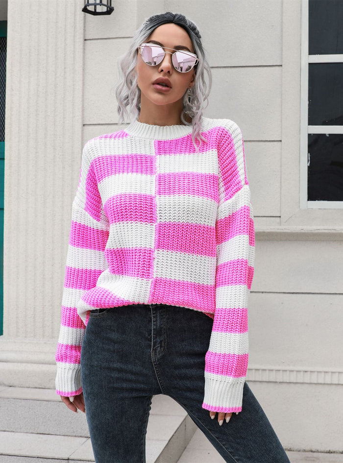 Loose Striped Long Sleeve Sweater