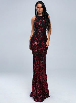 Sexy Sheath Retro Sequins Long Party Dress