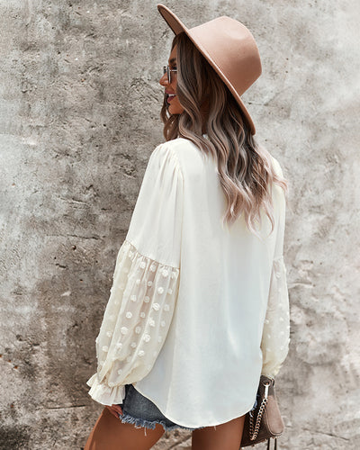 Spliced Chiffon Long Sleeve Shirt