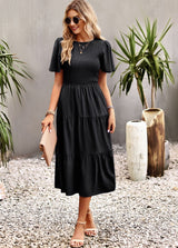 Round Neck Holiday Slim Waist Dress