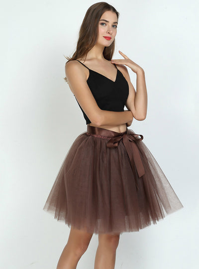 Womens 7 Layers Midi Tulle Skirt Fashion Tutu Skirts