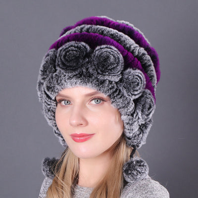 Thick Warm Ear Fur Rex Rabbit Fur Hat