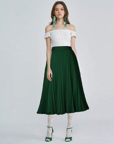 Women Pleated Pleat Mid-Length Skirt