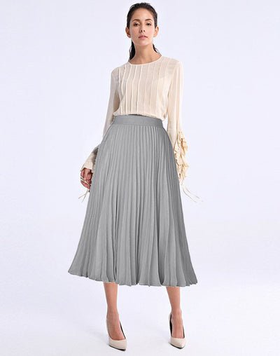 Women Pleated Pleat Mid-Length Skirt