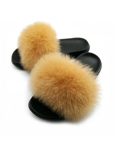 Fashion Women Fox Fur Real Fur Slippers