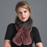 Rex Fur Scarf Women's Knitted Thick Warm