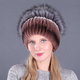 Rabbit Fur Hat Female Winter Rex Fur Winter