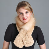 Rex Fur Scarf Women's Knitted Thick Warm