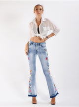 Women's 3D Embroidered Jeans Pants