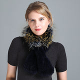 Rex Fur Scarf Women's Knitted Thick Warm