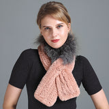 Rex Fur Scarf Women's Knitted Thick Warm