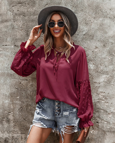 Spliced Chiffon Long Sleeve Shirt