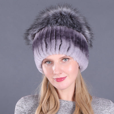 Rabbit Fur Hat Female Winter Rex Fur Winter