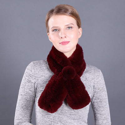 Women Warm Wool Rex Fur Scarf Neck Girl Winter