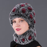 Women Rex Hair Rose Hat Scarf Set