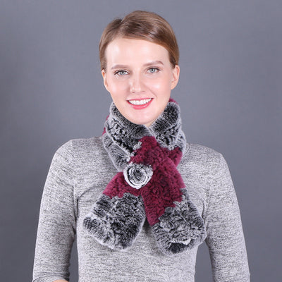 Women Warm Wool Rex Fur Scarf Neck Girl Winter