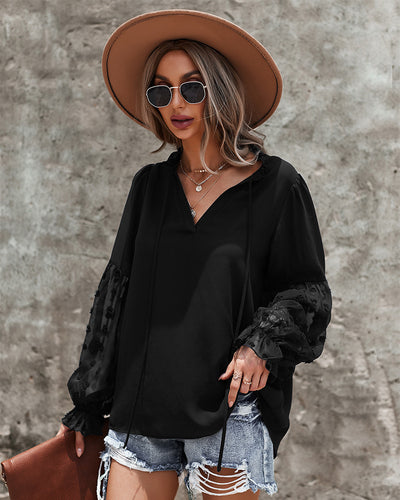 Spliced Chiffon Long Sleeve Shirt