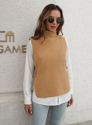 Two-piece Button Turtleneck Sweater Vest