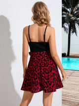 Retro Stitching Leopard Strap Dress