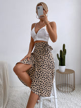 Polka Dot Printed Split Skirt