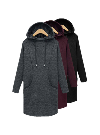 Long Hoodie Dress Fleece Dress Slim Hoodies