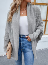 Solid Color Bat Sleeve Cardigan Coat Sweater