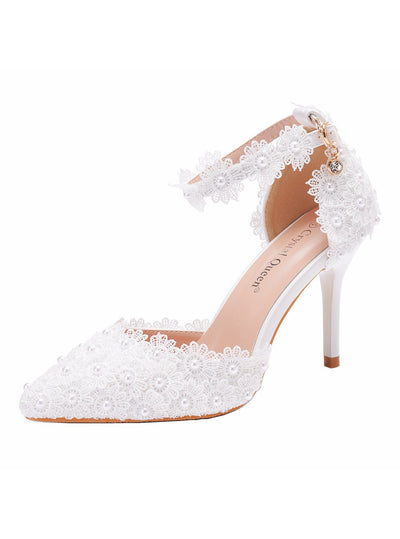 One-button Thin Heel Pointed Wedding Shoes