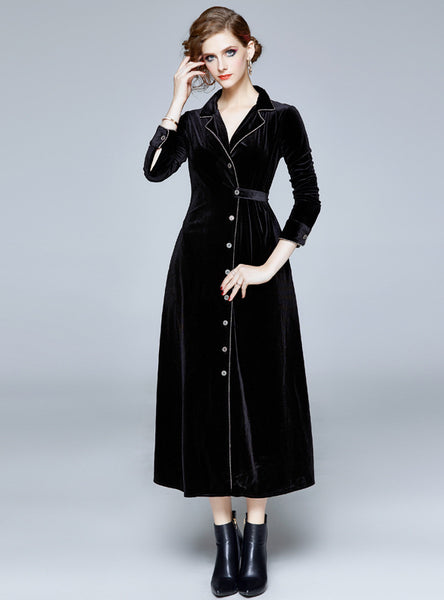 Women's Long Velvet Coat Jacket