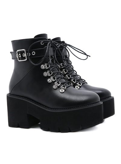 Women's Thick Metal Round Head Boots