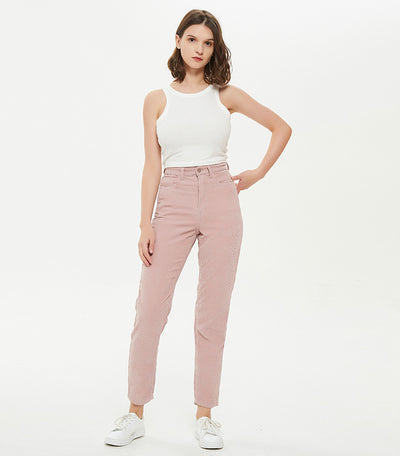 Straight Thick Grain Pink Corduroy Pant