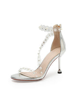 Transparent Pearls Stiletto Heels Sandels