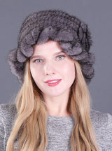 Mink Wool Woven Hat Mink Rose Hat