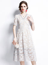 Women Bubble Sleeve V-neck Dress