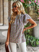 Loose Casual Floral Round Neck Shirt