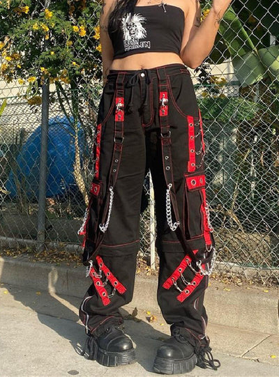 High Waist Straight Chain Pant