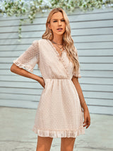 Casual V-neck Short Sleeve Ball Dress