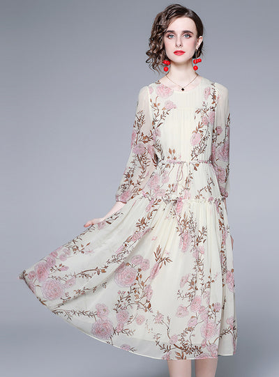 Temperament Floral Chiffon Loose Dress