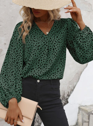 Long Sleeve V-neck Shirt Top