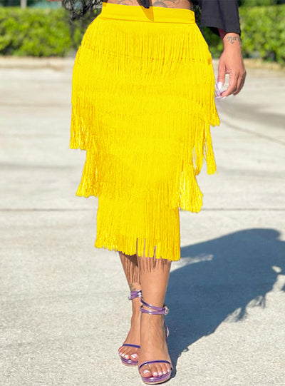 Women Summer Tassels Skirt