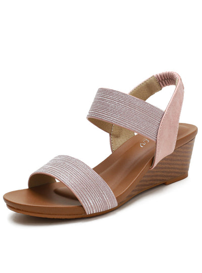 Gold Powder Wedge Heel Rubber Band Female Sandals