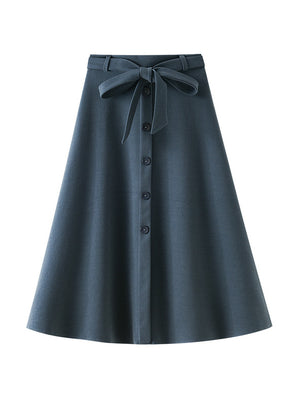 Winter Single-breasted Bow Skirt