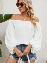 Off the Shoulder Solid Color Chiffon Top