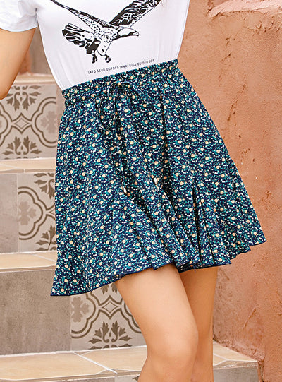 Printed High Waist Fold Skirt