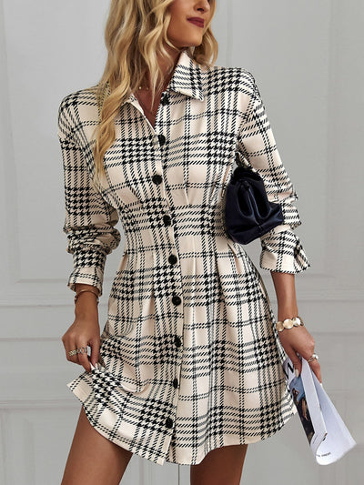 Long Sleeve Plaid Shirt Dress