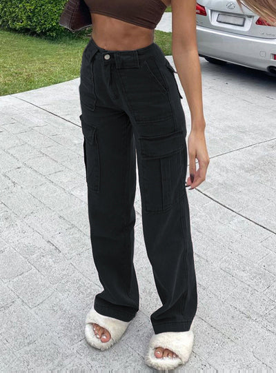 Women 90s Streetwear Pockets Wide Leg Cargo Pants