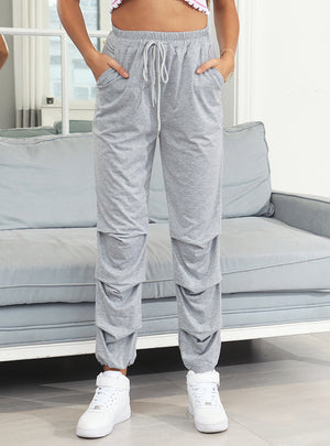 Wrinkled Pocket Sports Straight Pants